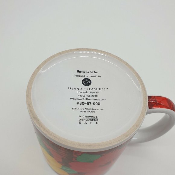 Island Treasures Coffee Mug Hawaiian Tropical Floral Hibiscus Aloha Red Yellow - Picture 6 of 12